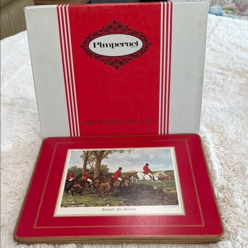 Vintage Pimpernel Red and White Equestrian Place Mats